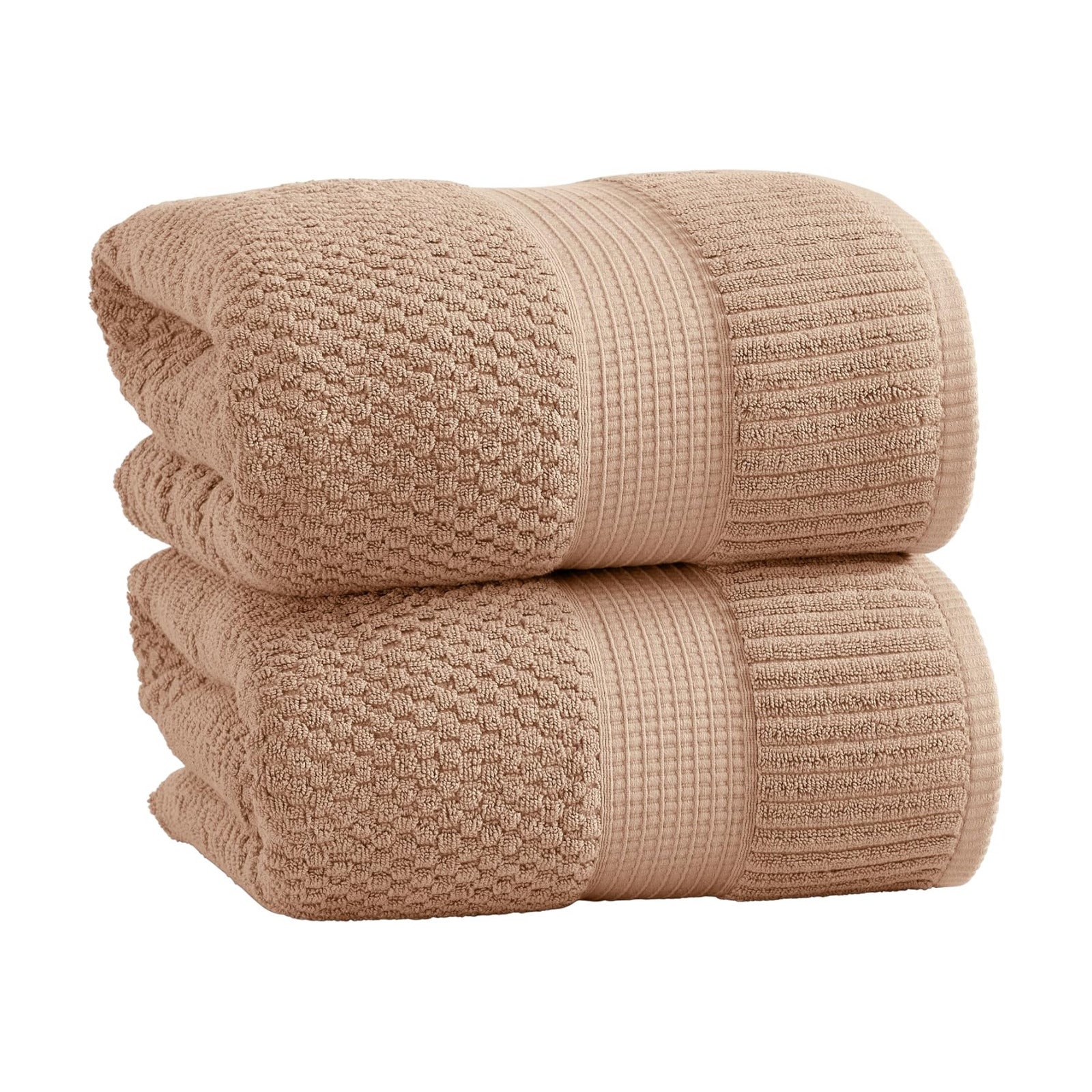 NY Loft 100% Cotton 2-Pack Oversized Bath Towel Set | Taupe | Quick-Dry | Two Oversized 35" x 70" Bath Towels / Bath