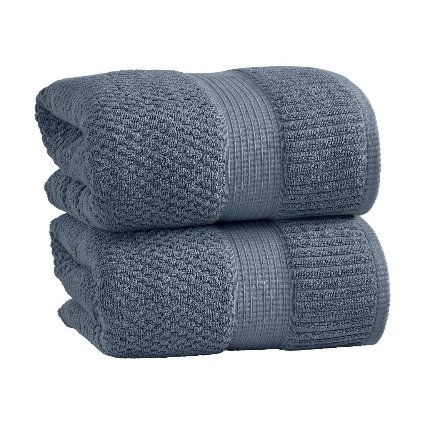 NY Loft 100% Cotton 2-Pack Oversized Bath Towel Set | Flint | Quick-Dry | Two Oversized 35" x 70" Bath Towels / Bath