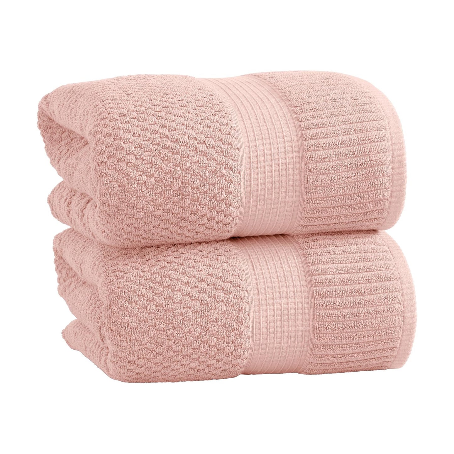 NY Loft 100% Cotton 2-Pack Oversized Bath Towel Set | Pink | Quick-Dry | Two Oversized 35" x 70" Bath Towels / Bath