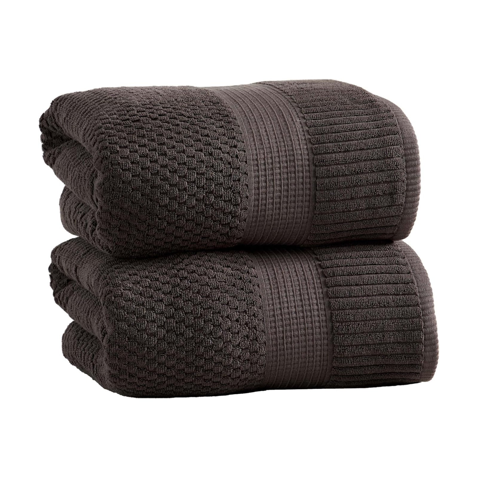 NY Loft 100% Cotton 2-Pack Oversized Bath Towel Set | Dark Grey | Quick-Dry | Two Oversized 35" x 70" Bath Towels /