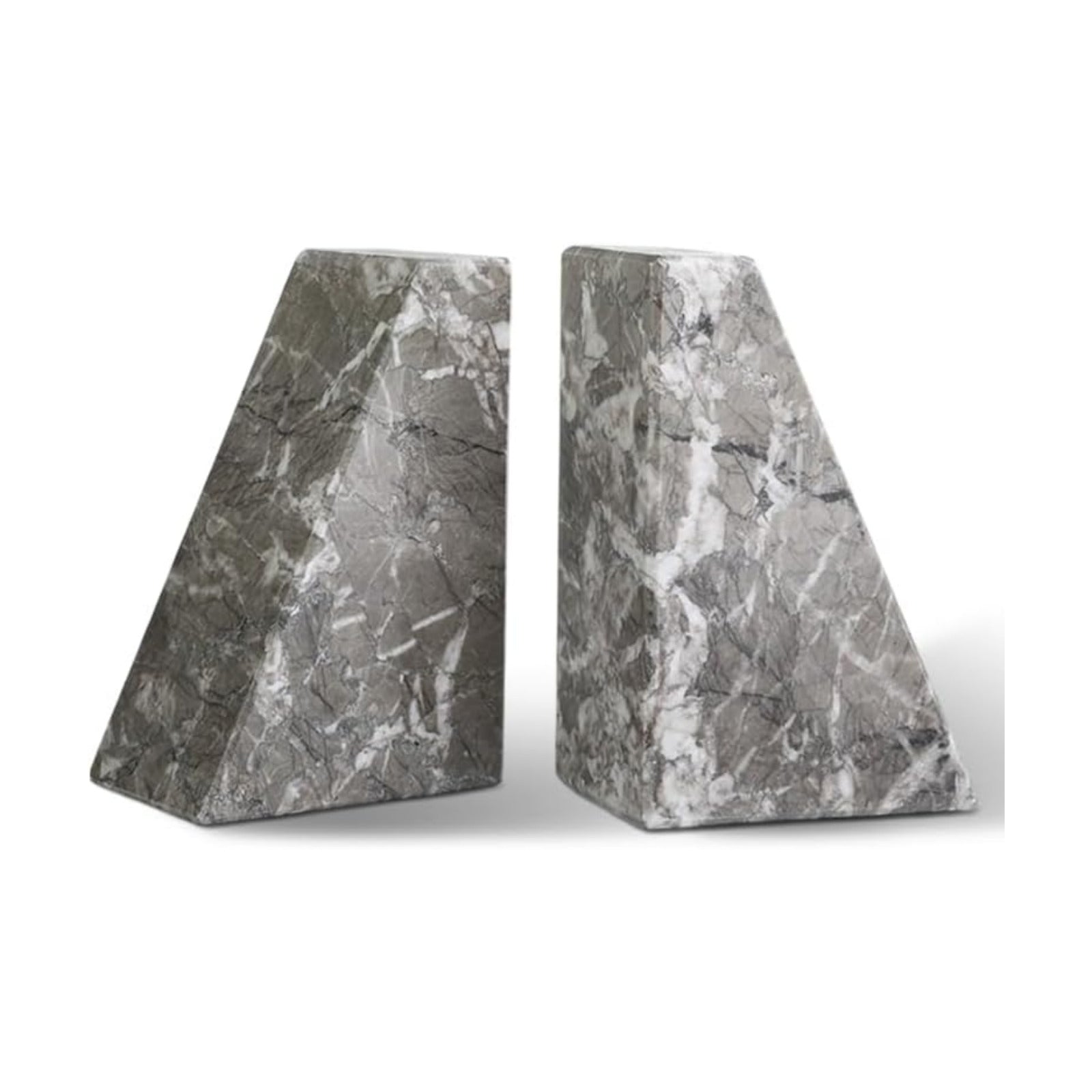 Marble Bookends / Large Bookends for Heavy Books / Trapezoid-grey