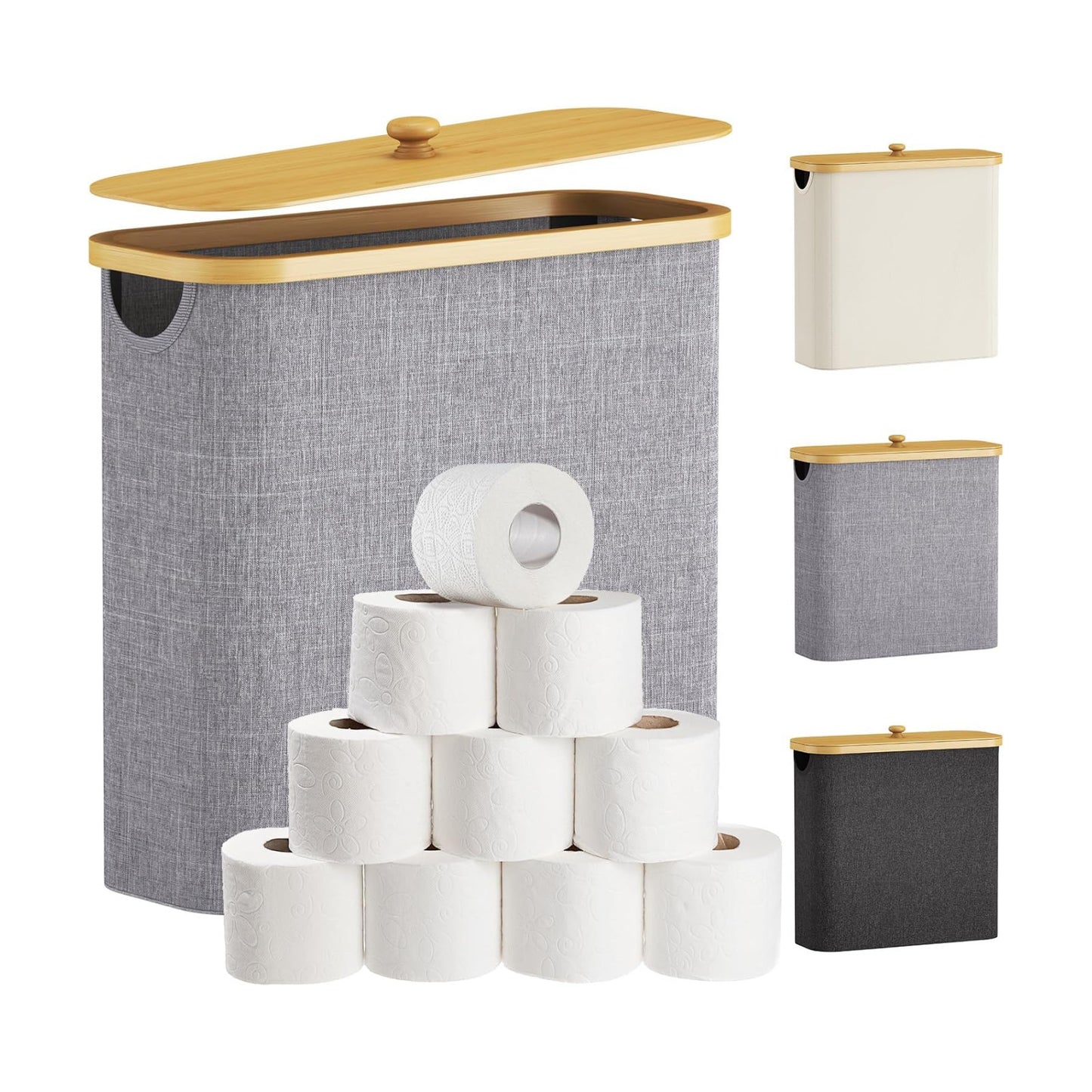 Lifewit Toilet Paper Storage Holder Extra Large Stand Basket 30L Light Gray | 12 to 16 Rolls, Extra Large Paper Stand