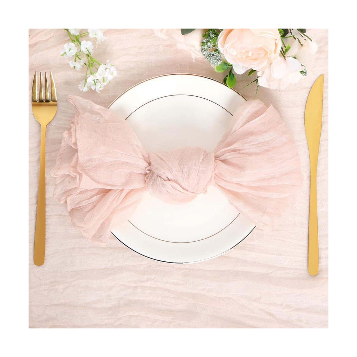 Nydotd 6pcs Cheesecloth Napkins 20 x 20 Inch Boho Dinner Napkins Wrinkled Rustic Linen Table Decorative Cloth Napkins for Wedding Party Baby Shower Family Everyday Use Easter (Dusty Pink)