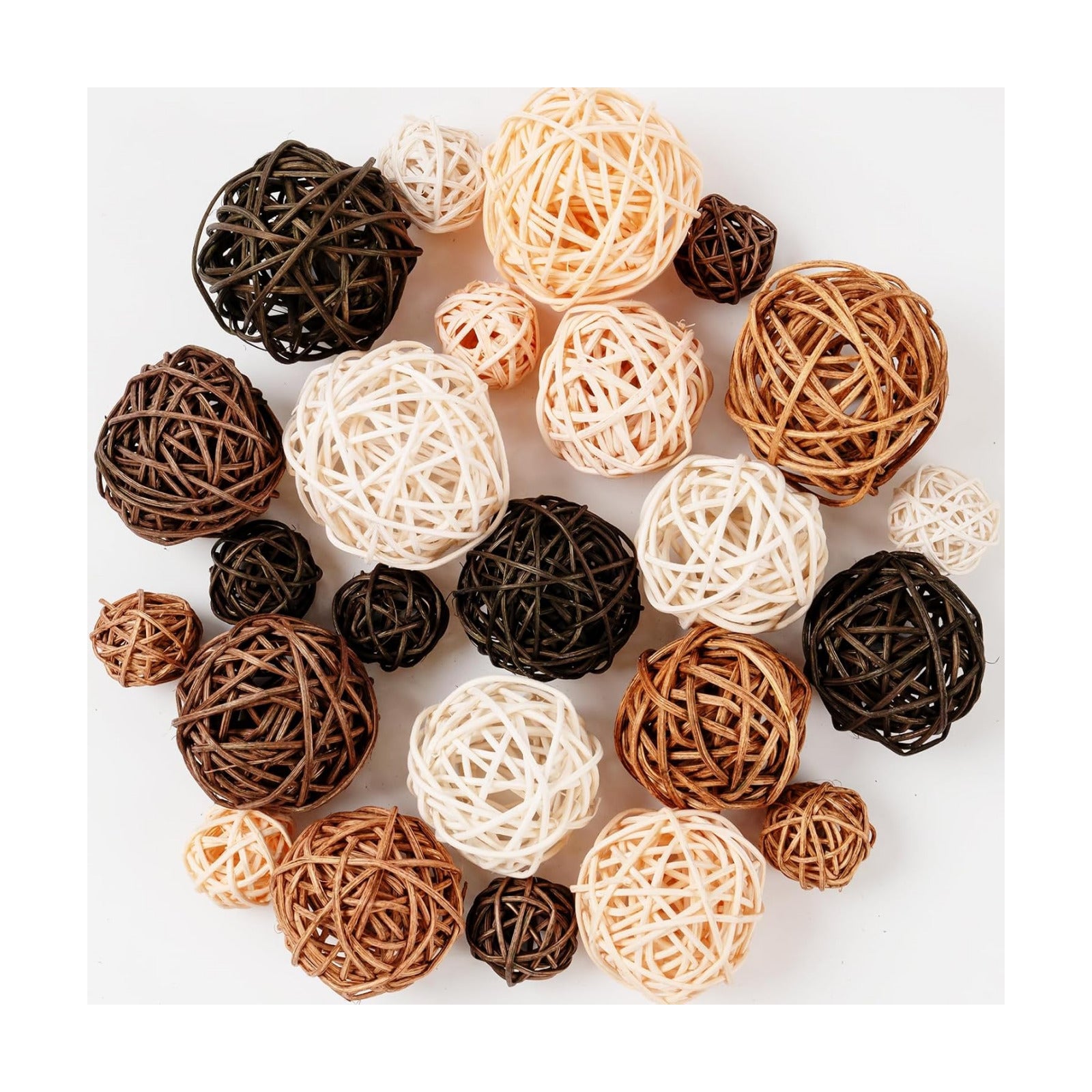 Wicker Rattan Balls Vase Fillers Potpourri Bowl Filler / Khaki / Set of 24