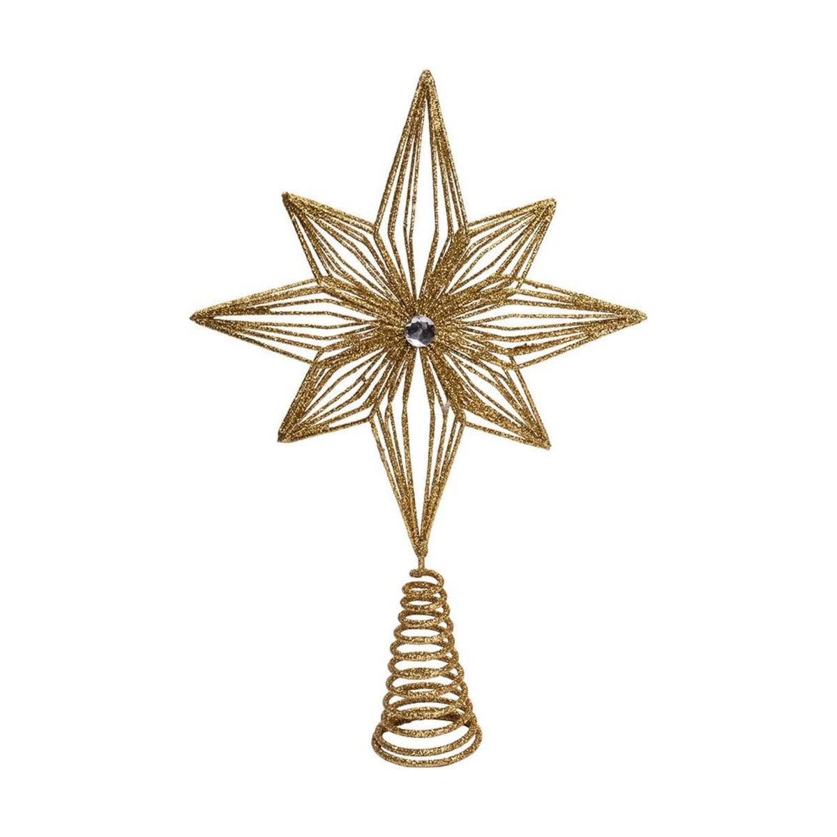 Kurt Adler 12-inch Unlit Gold Glittered 6-Point Star Treetop