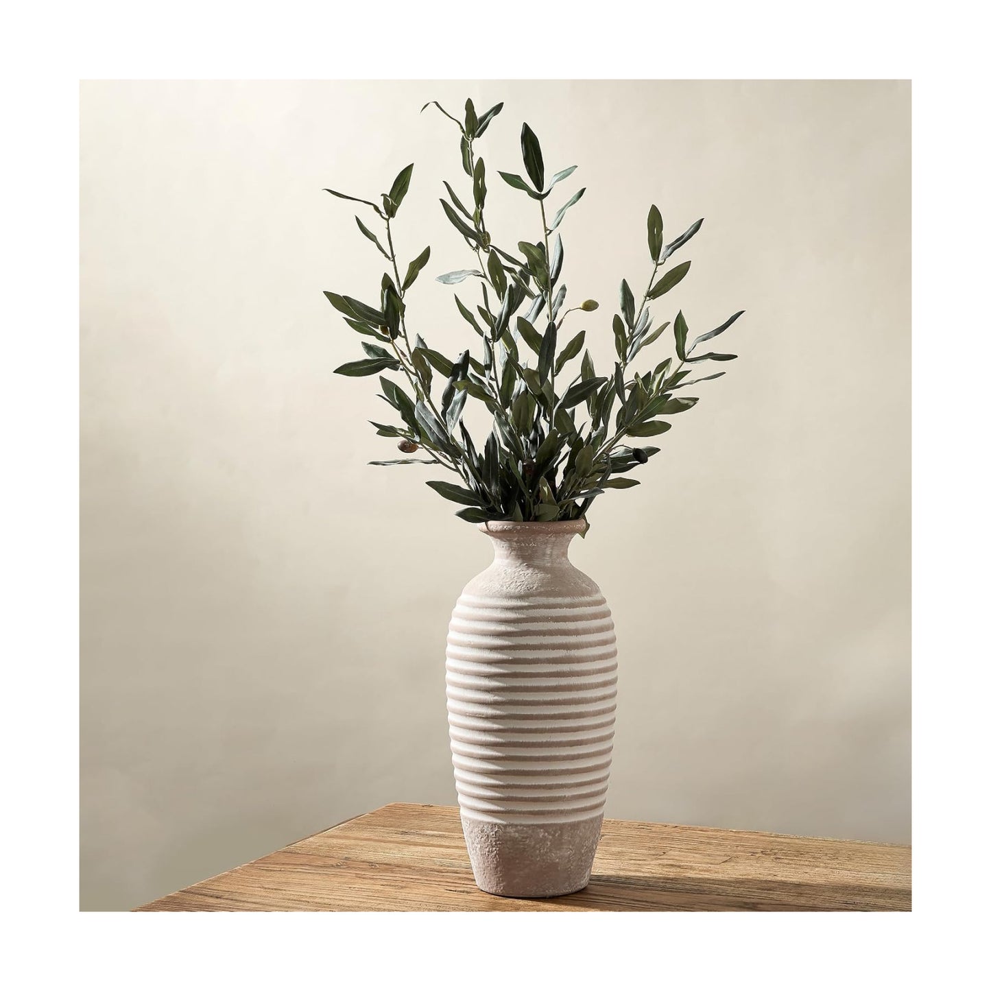 Large Ceramic Rustic Vase / Khaki / 14.4 / 14.4 Inch