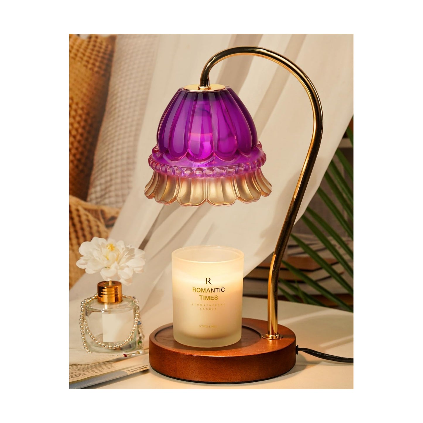 Funistree Flower Candle Warmer Lamp with Timer, Dimmable Candle Lamp Warmer, Christmas Birthday Gifts for Women Mom