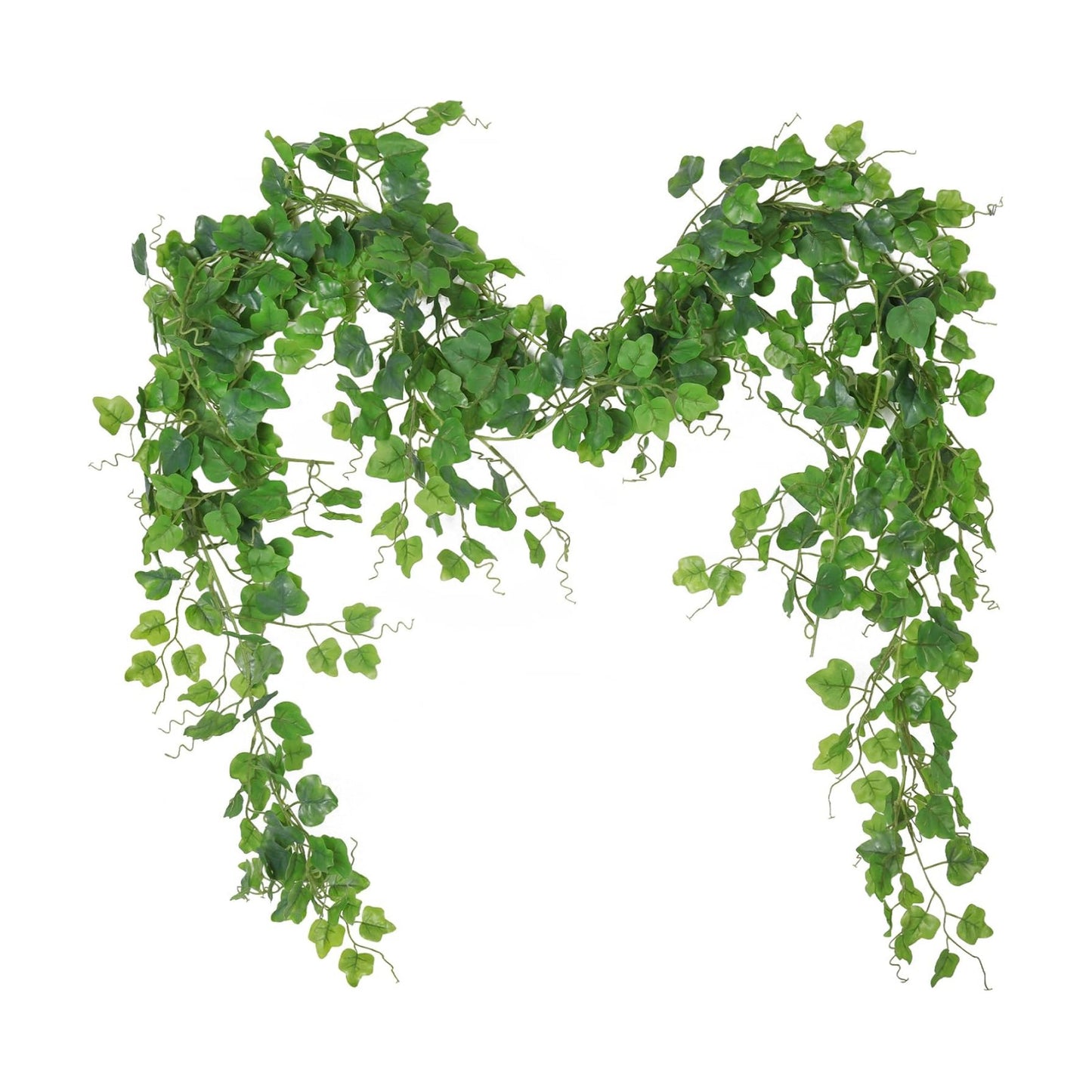 Artificial Vines Ivy Garland Fake Hanging Vine Plants Faux Green / Emerald Green / 6 Inch / Set of 2