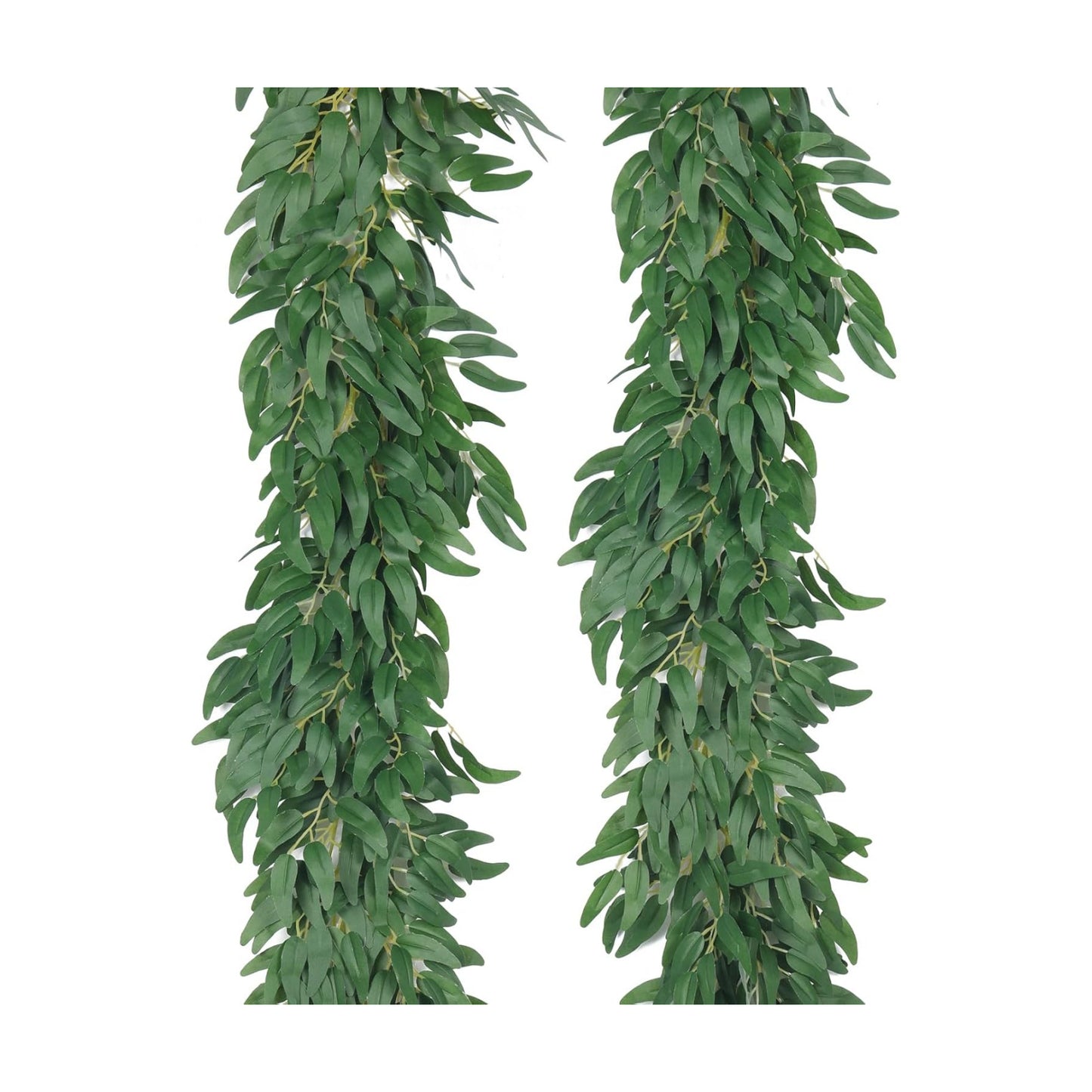 Artificial Willow Leaves Vine Twigs Fake Hanging Plant / Dark Green Willow Vine / 6 Inch / Set of 2