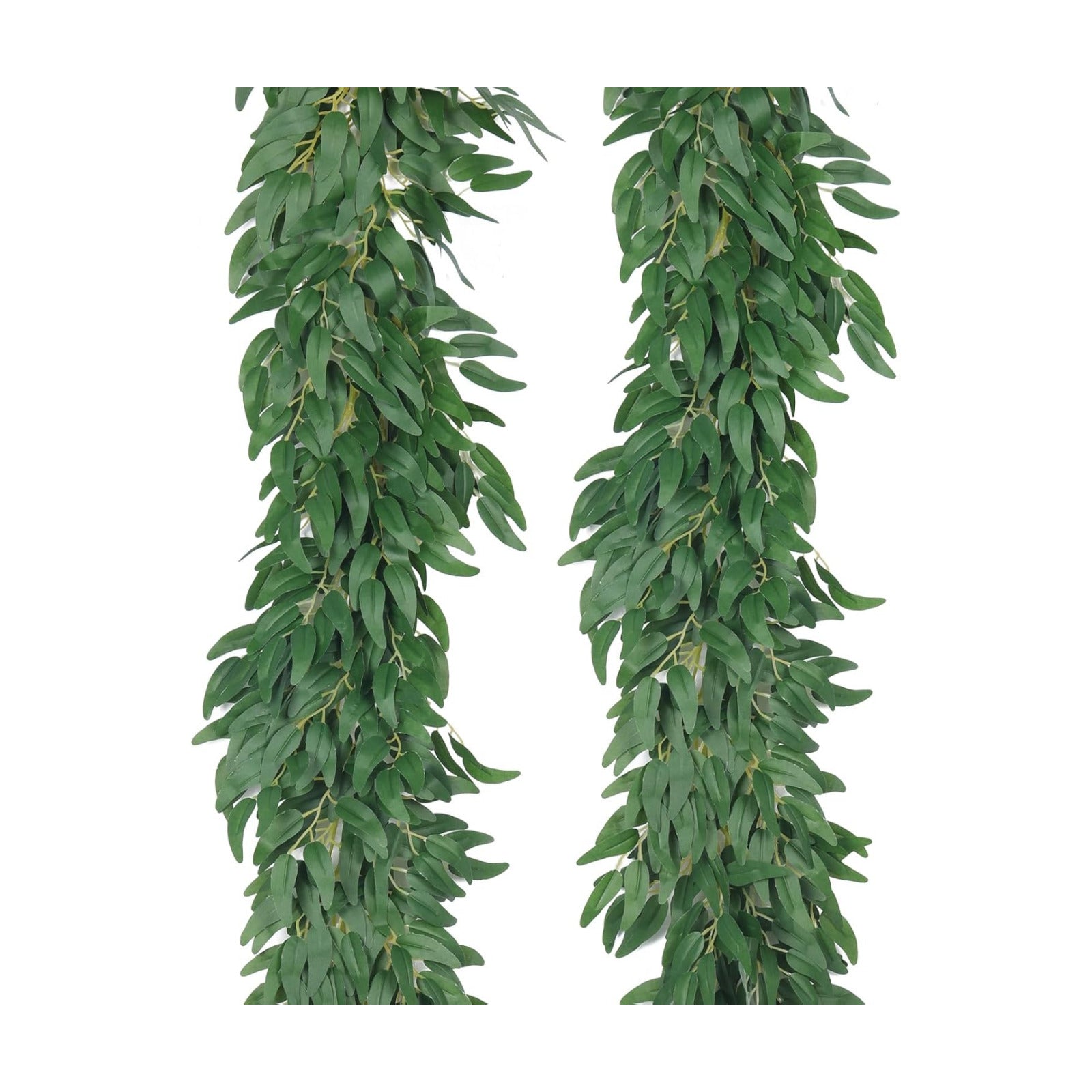 Artificial Willow Leaves Vine Twigs Fake Hanging Plant / Dark Green Willow Vine / 6 Inch / Set of 2