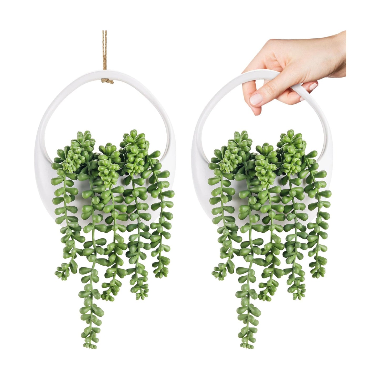 Strings Artificial Plants Indoor Outdoor for Boho Wall Decor / White