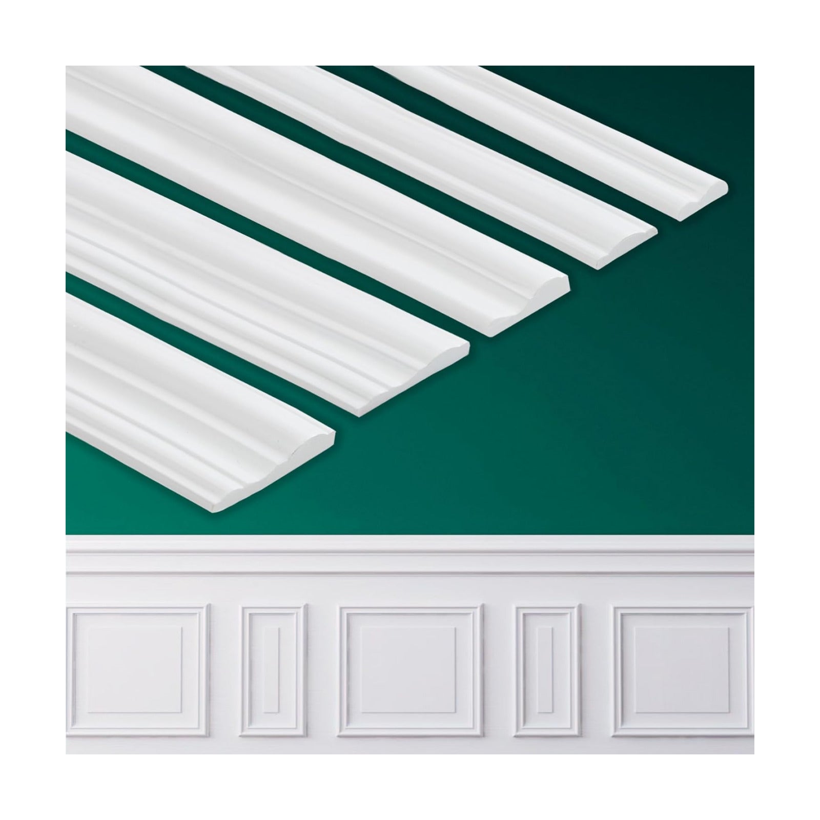 Peel and Stick Wall Molding / 9.8ft x 0.9in / Paintable White