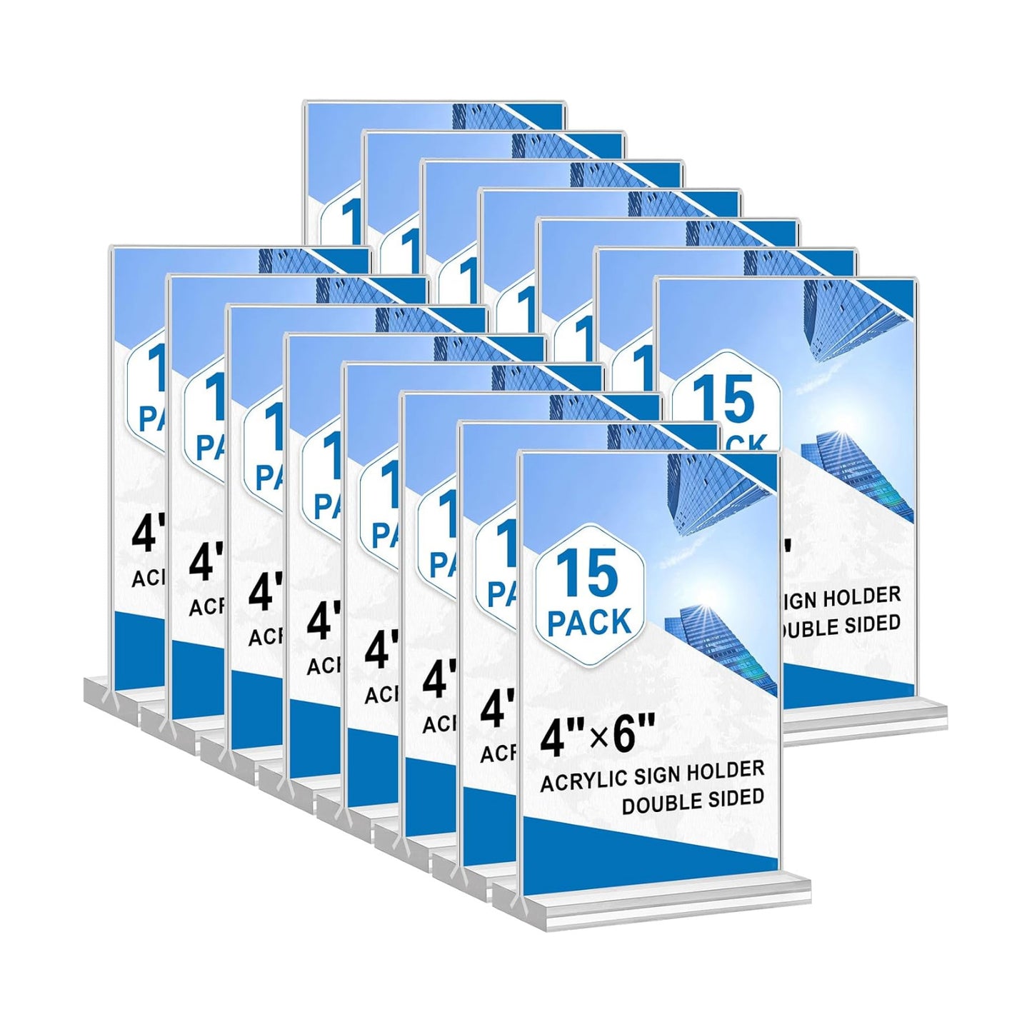 Acrylic Sign Holder / 4 x 6 / Vertical / Clear / Set of 15