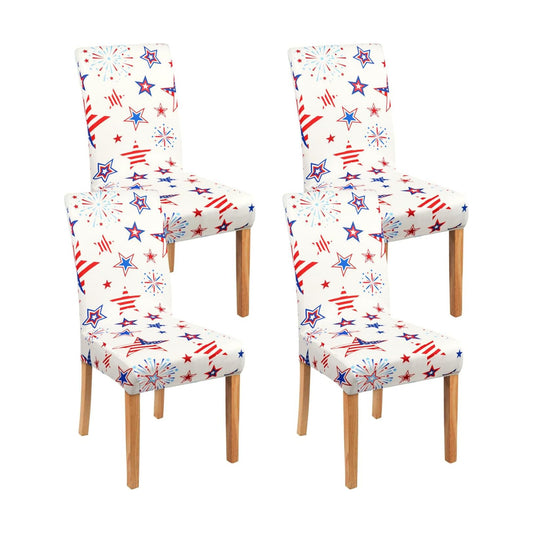 Independence Day Dining Room Chair Covers Set of 4,4th of July Fireworks Star Flag Dining Chair Cover,Stretchy Removable Washable Dining Chair Cover,Suitable for 4th of July Kitchen Dining Room Decor