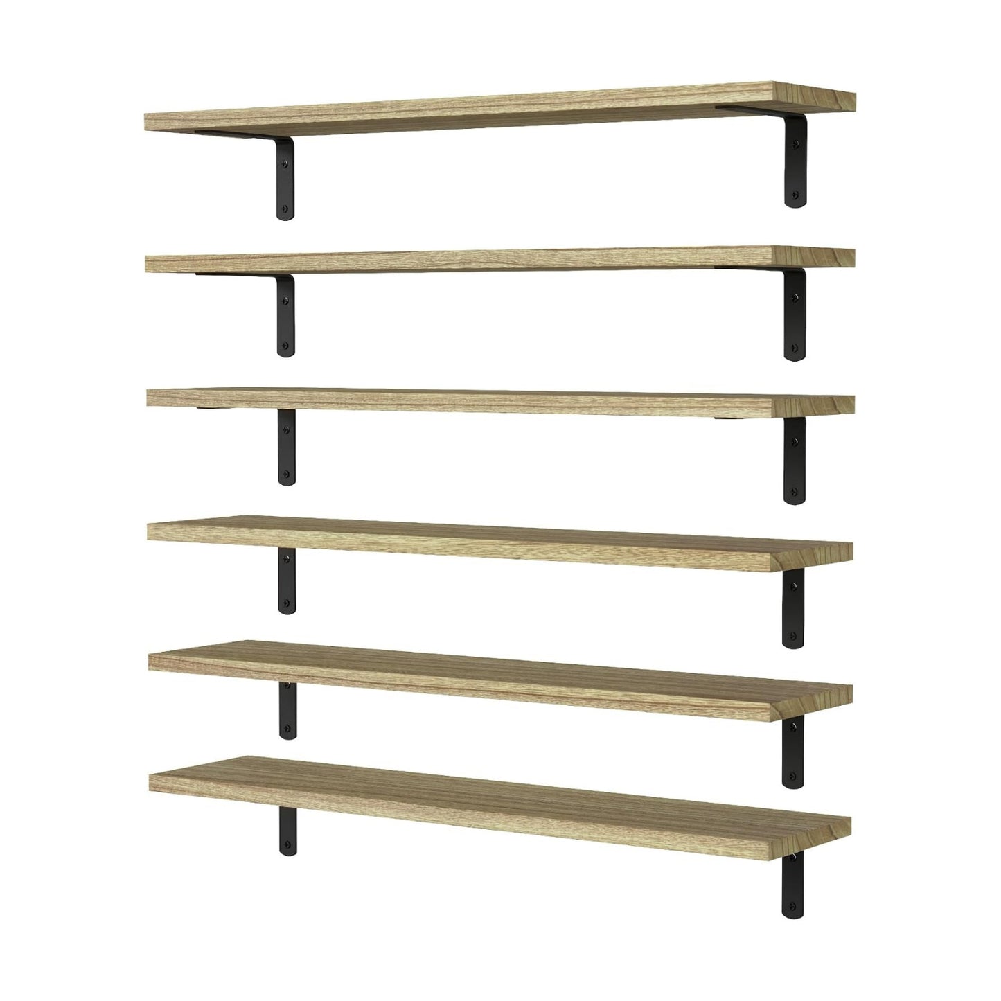 Wood Floating Shelves / 24 Inch / Rustic Brown / Set of 6