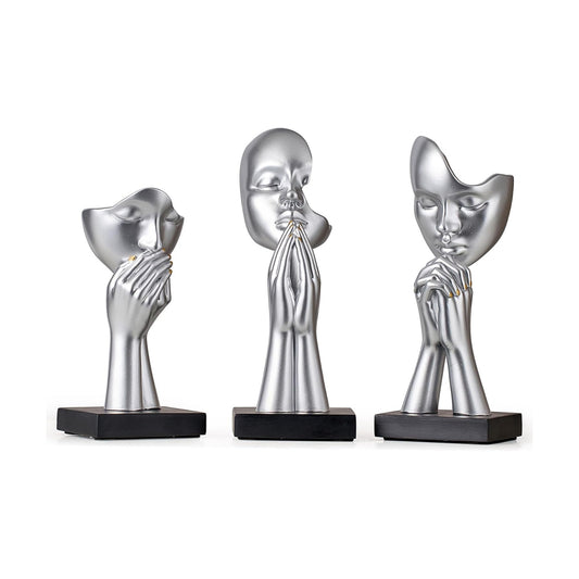 Modern Prayer of Peace Figurines Shelf Decor Accents / Prayer Statue - Silver / Set of 3