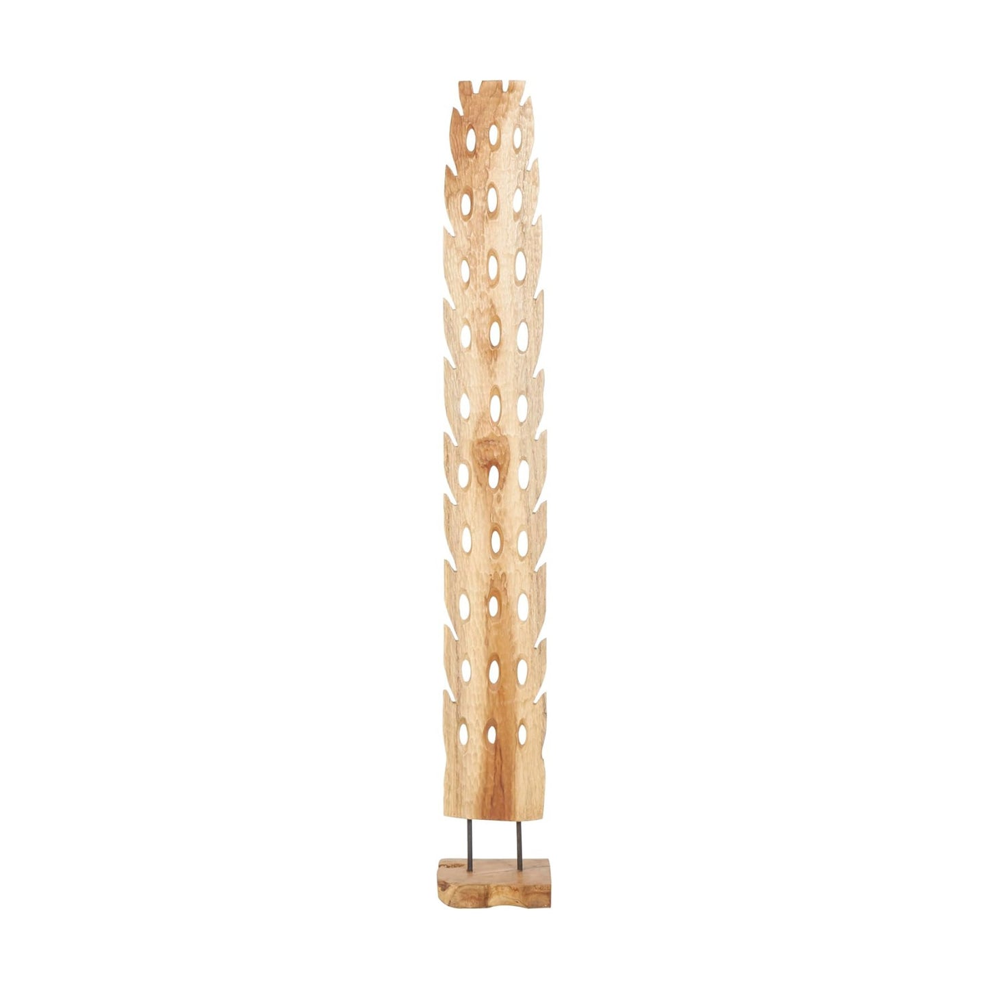 Teak Wood Abstract Handmade Decorative Sculpture Tall Floor Cutout Post Home Decor / 7 x 6 x 49