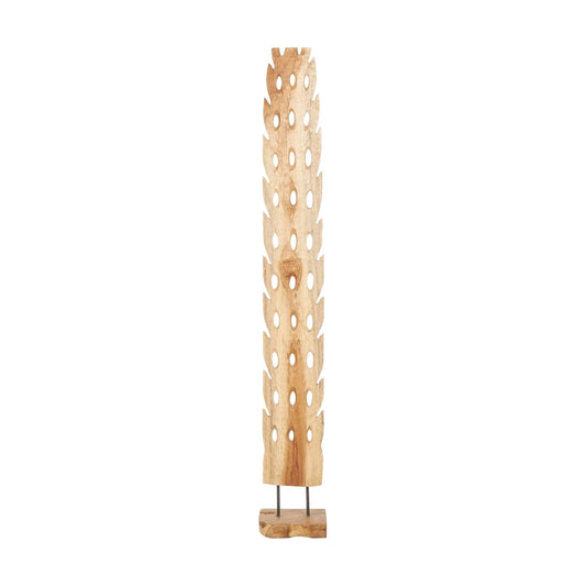 Teak Wood Abstract Handmade Decorative Sculpture Tall Floor Cutout Post Home Decor / 7 x 6 x 49