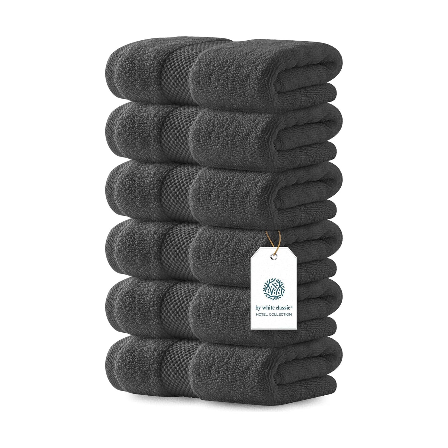White Classic Luxury Charcoal Hand Towels - Soft 100% Turkish Cotton | Highly Absorbent Hotel spa Bathroom Towel