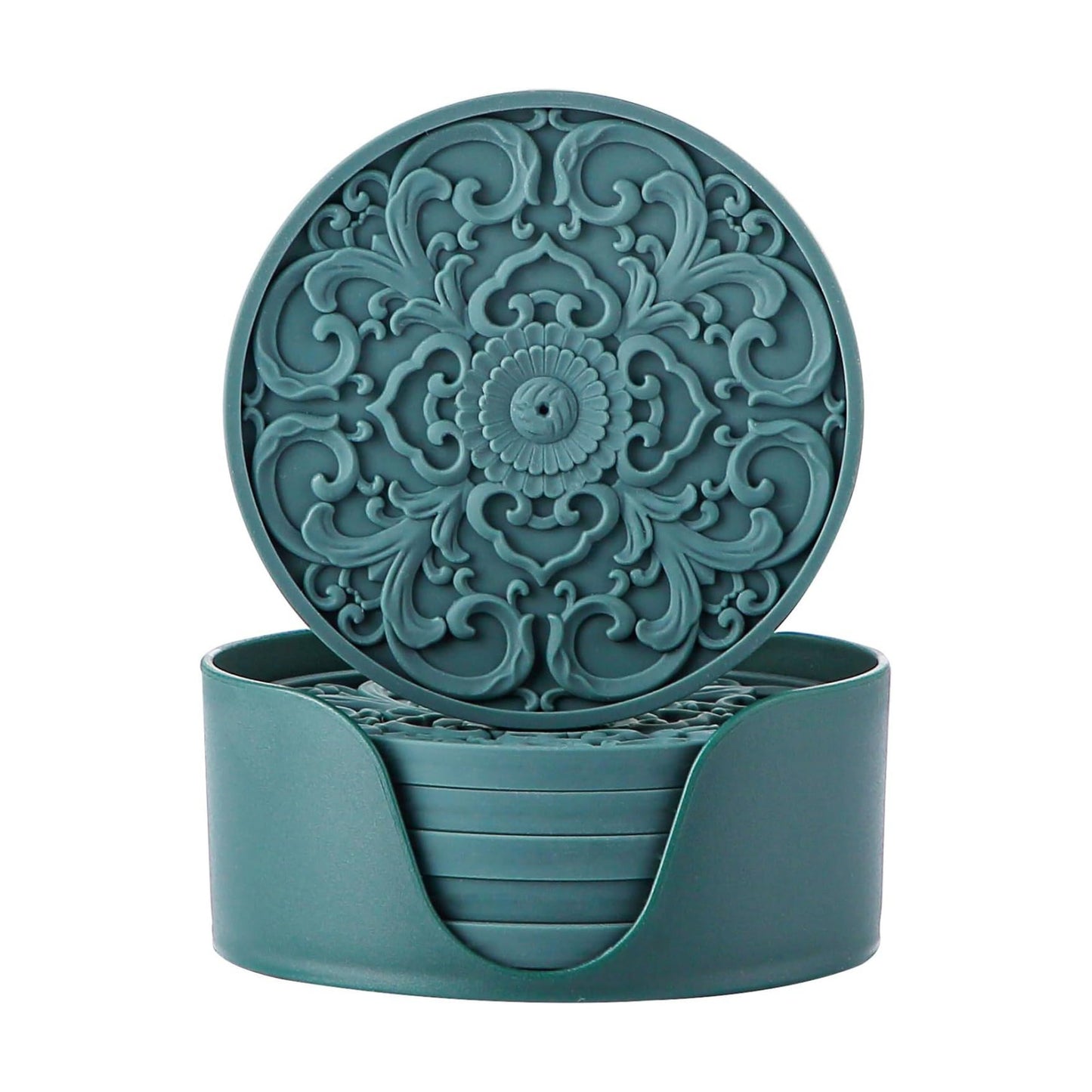 Holder / Non-Slip Cup Mats for Hot and Cold Drinks / Malachite Green / Set of 6