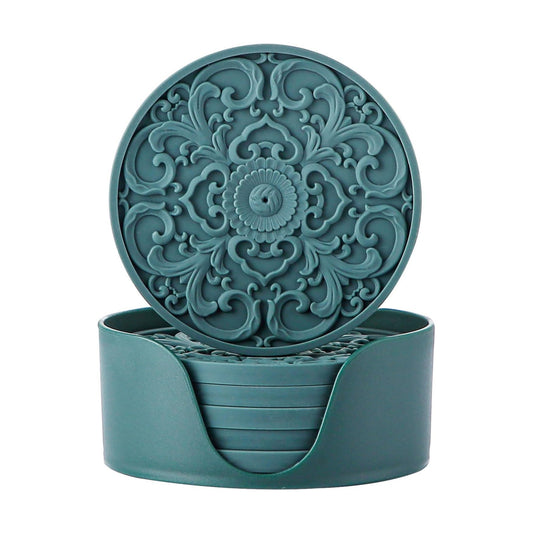 Holder / Non-Slip Cup Mats for Hot and Cold Drinks / Malachite Green / Set of 6
