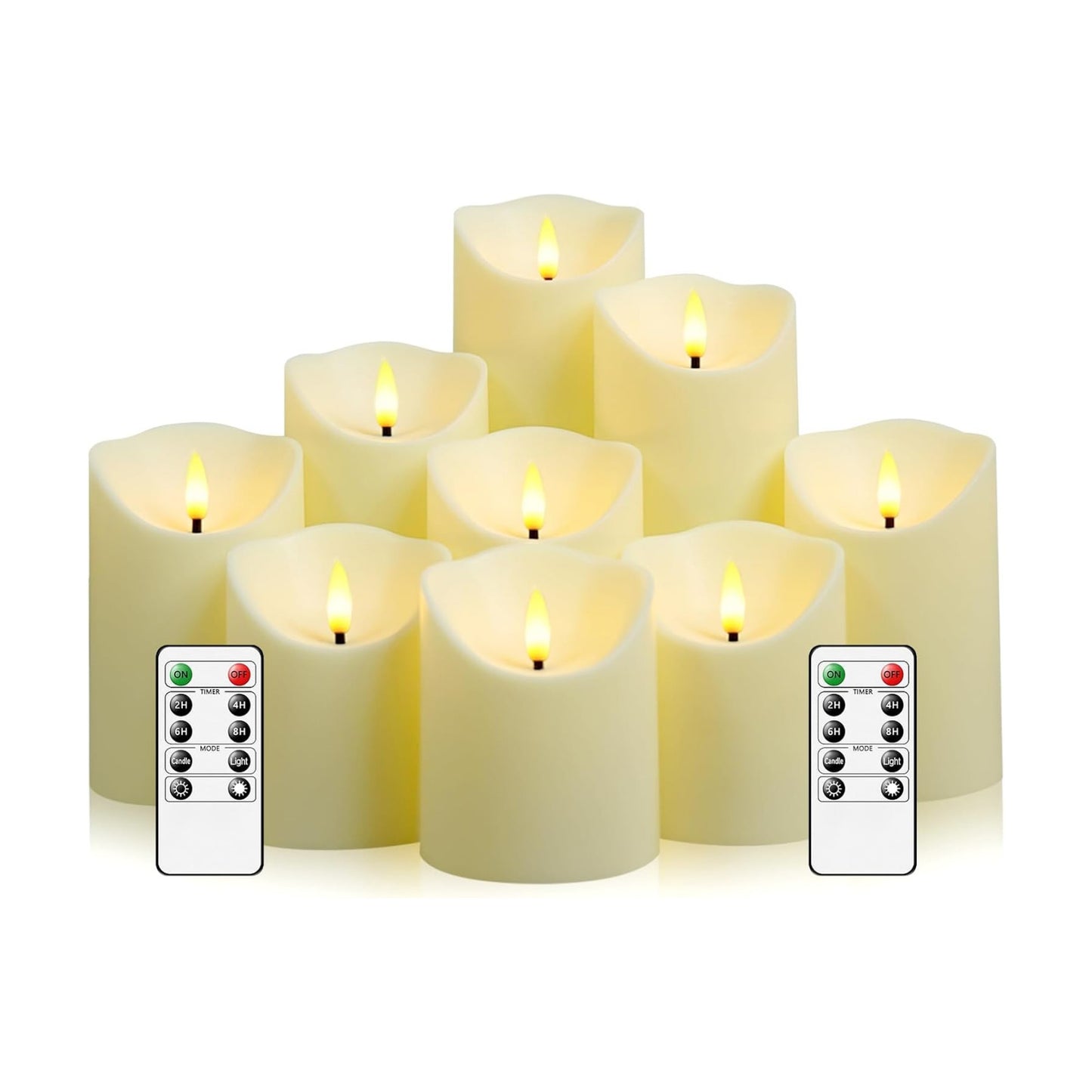 Eebuss Flameless Candles with Remote Timer, Battery Operated Realistic Flickering LED Candles, 9 Packs Fake Candles for