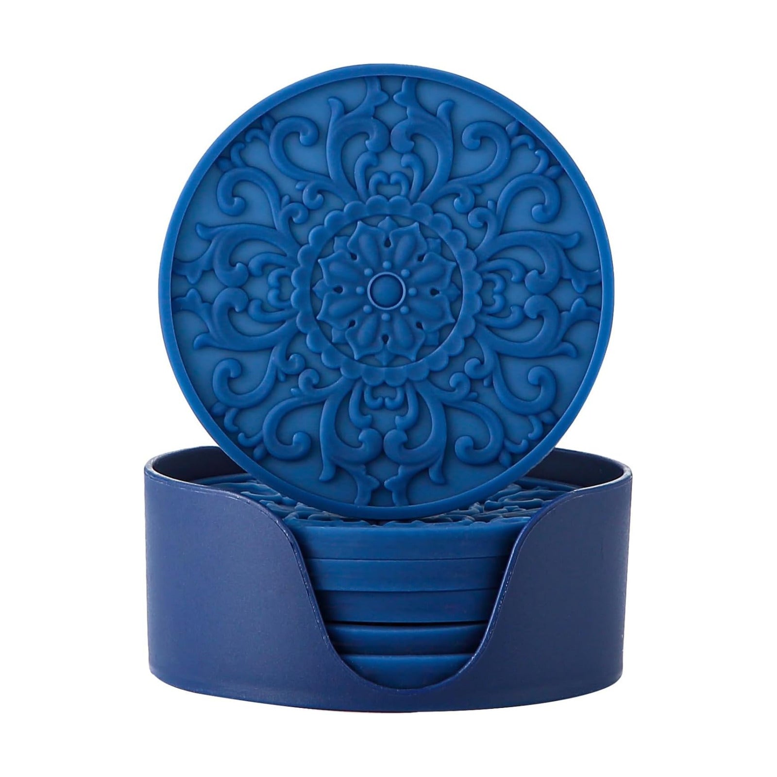 Holder / Non-Slip Cup Mats for Hot and Cold Drinks / Navy Blue / Set of 6