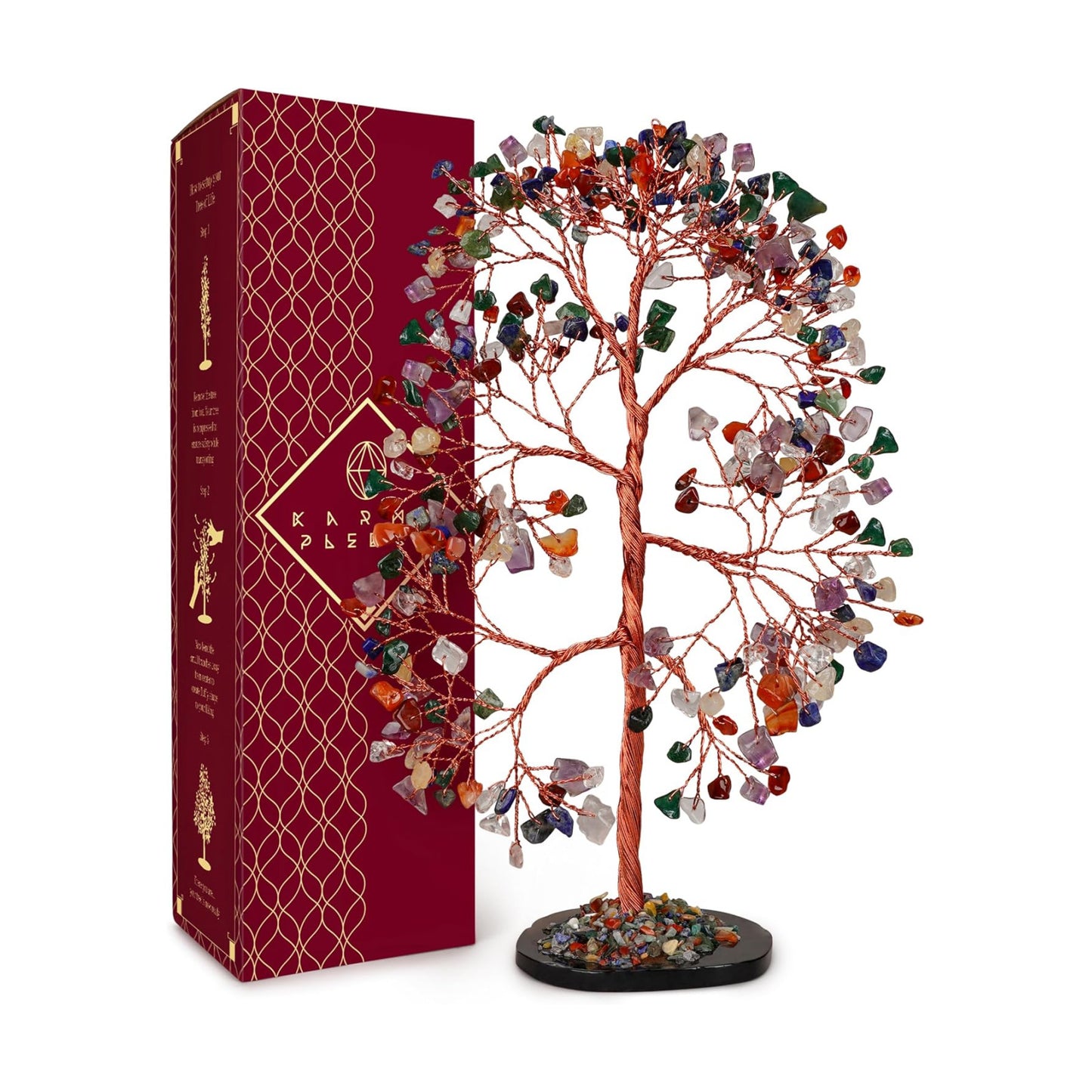 KARMAPLEDGE 7 Chakra Crystal Tree of Life Birthday Gifts for Women, Men, Frineds, Handmade Reiki Healing Tree for Home