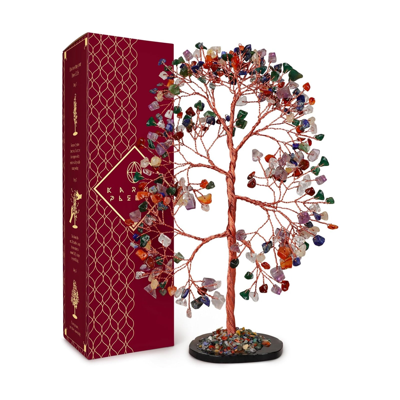 KARMAPLEDGE 7 Chakra Crystal Tree of Life Birthday Gifts for Women, Men, Frineds, Handmade Reiki Healing Tree for Home