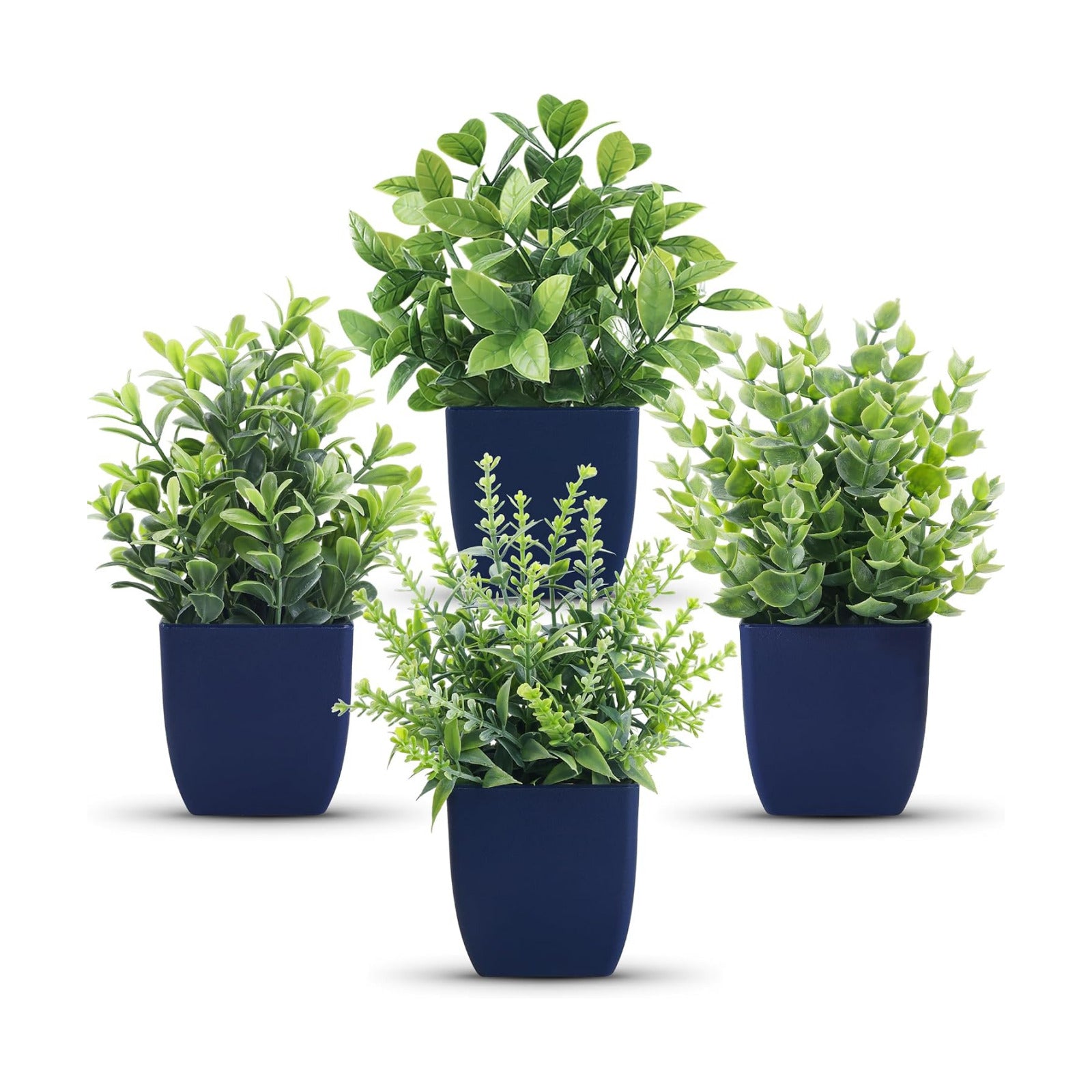 Small Fake Plants Artificial Plants Indoor Office Desk Accessories for Aesthetic / Blue / Set of 4