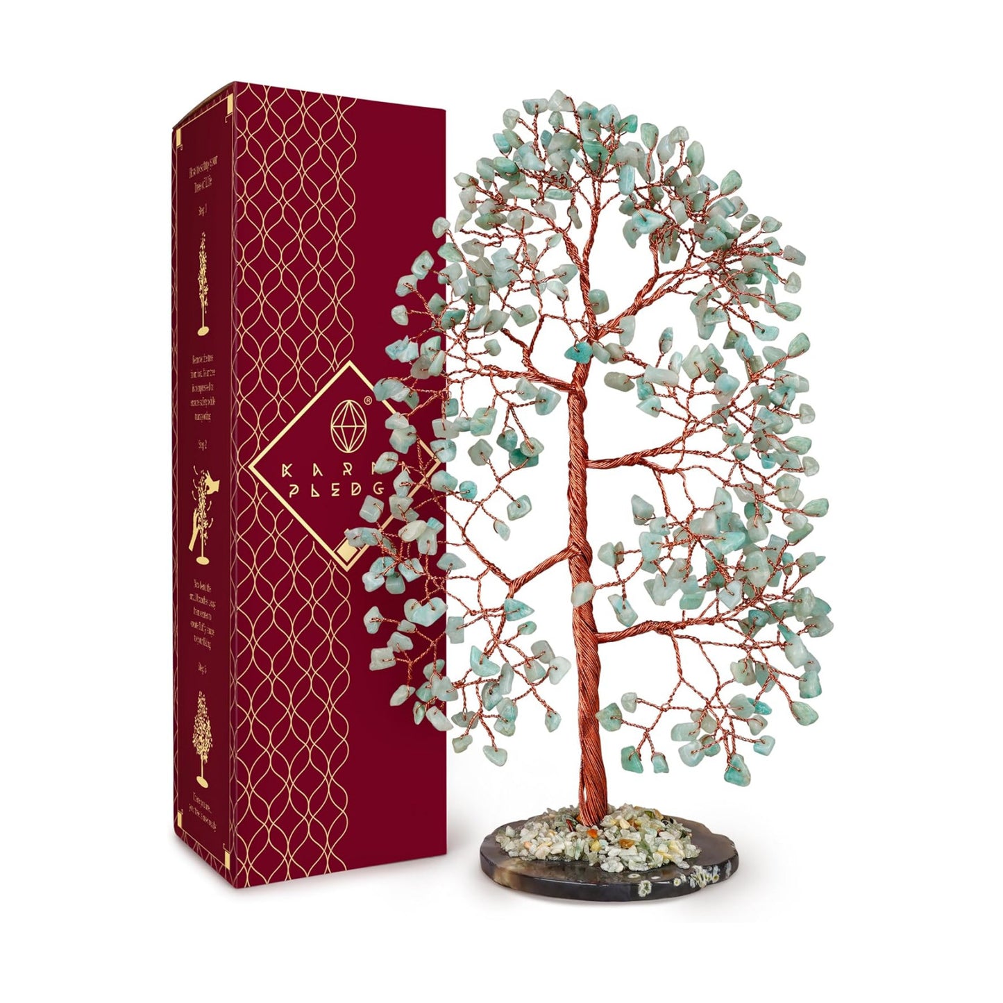 Crystal Tree of Life Birthday Gifts for Women, Men, Frineds, Handmade Amazonite Chakra Tree for Home, Room, Office