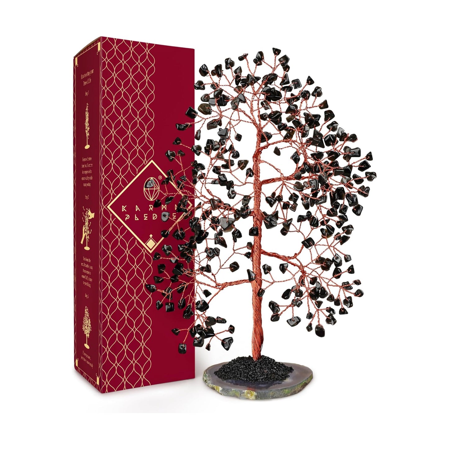 Crystal Tree of Life Birthday Gifts for Women, Men, Frineds, Handmade Black Obsidian Chakra Healing Tree for Home