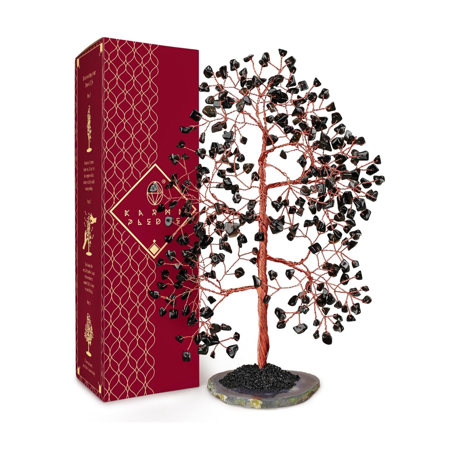 Crystal Tree of Life Birthday Gifts for Women, Men, Frineds, Handmade Black Obsidian Chakra Healing Tree for Home