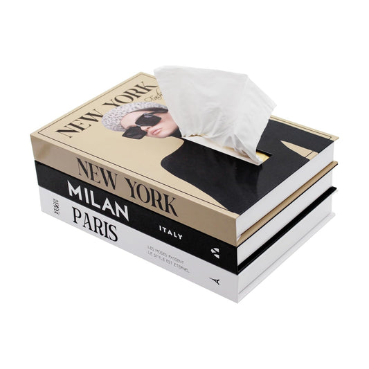 Decorative Faux Book / Tissue Box Cover / Khaki Neutral