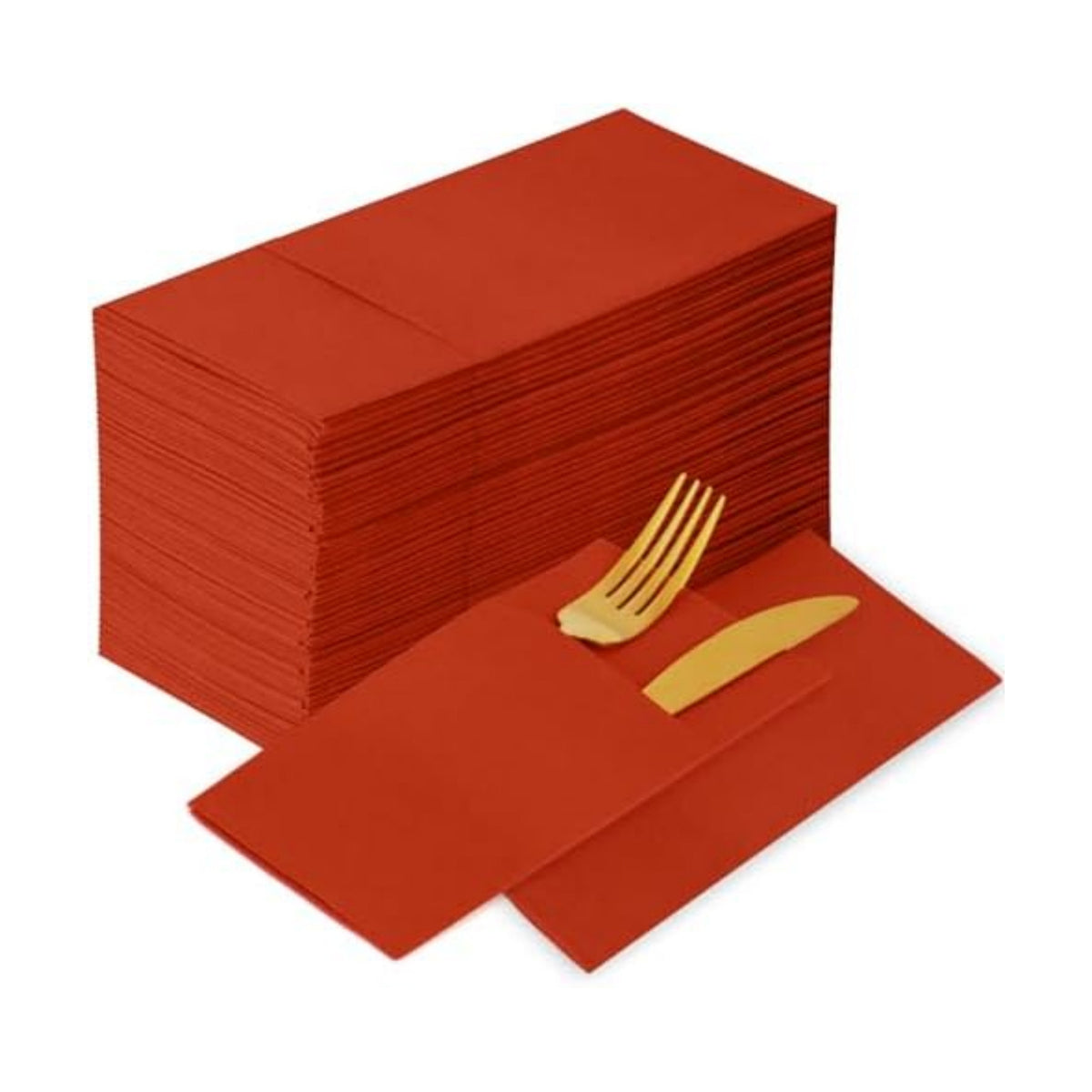 KAMMAK Dinner Napkins Disposbale Cloth Like Paper Napkins with Pocket 100 Pack Terracotta and Orange Wedding Reception Guest Hand Towel for Party Decoration, Bathroon, Kitchen (16.5 x 16.5 inch)