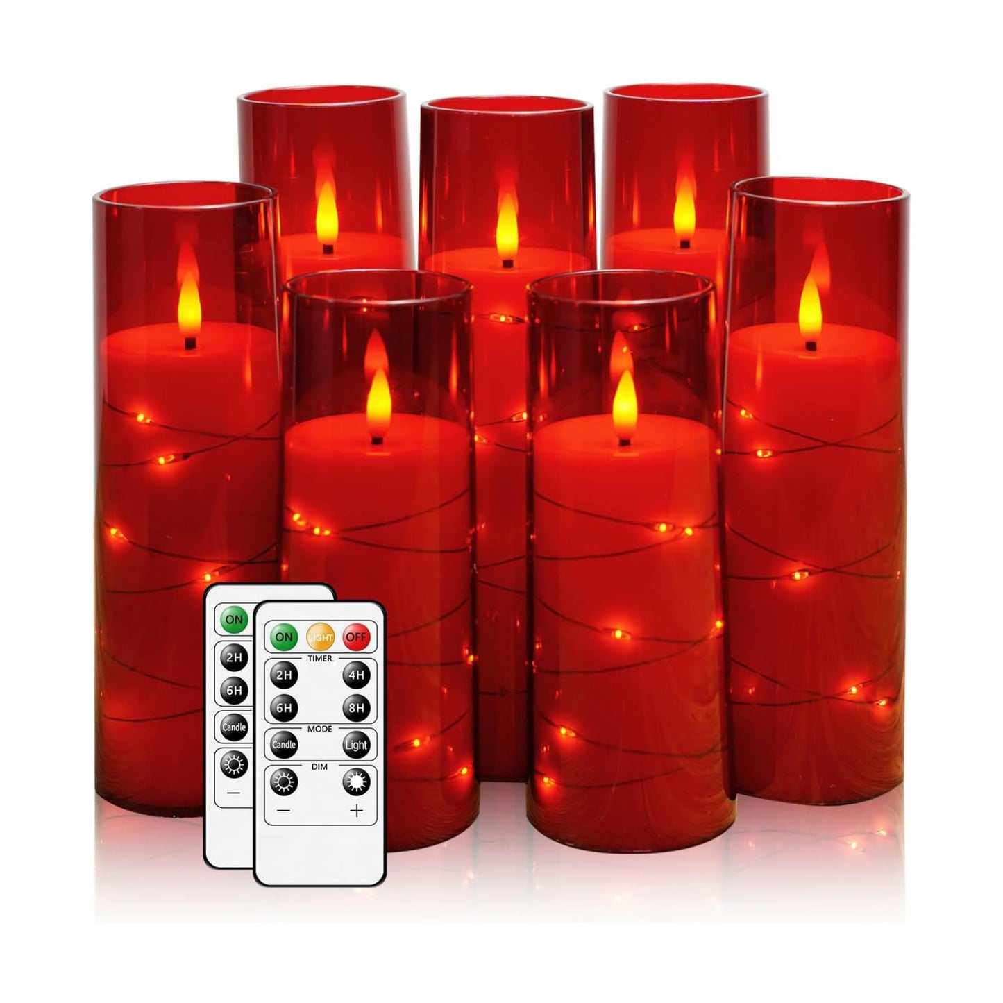 Flameless Candles,with Embedded Star String, Battery Operated Candles Flickering LED Pillar Candles with Remote Control