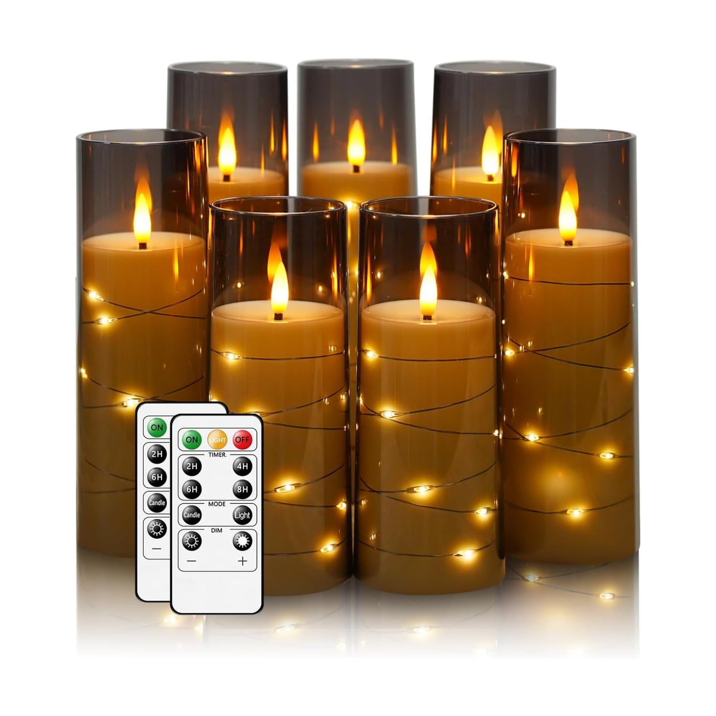 Flameless Candles,with Embedded Star String, Battery Operated Candles Flickering LED Pillar Candles with Remote Control