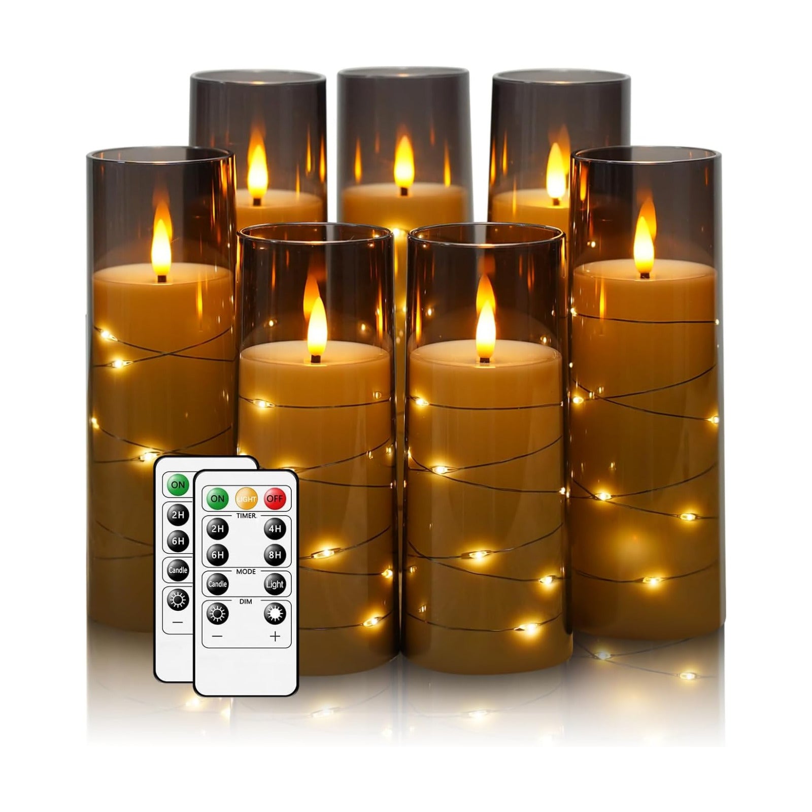 Flameless Candles,with Embedded Star String, Battery Operated Candles Flickering LED Pillar Candles with Remote Control