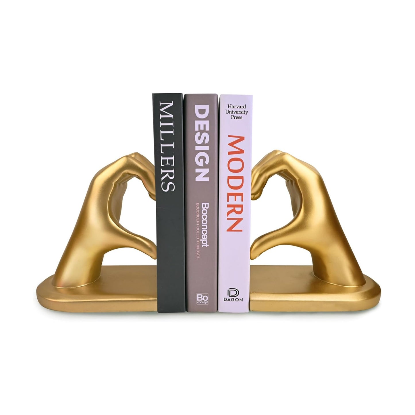 Decorative Bookends / Heart Hands Book Ends Sculpture Aesthetic Decor / Gold