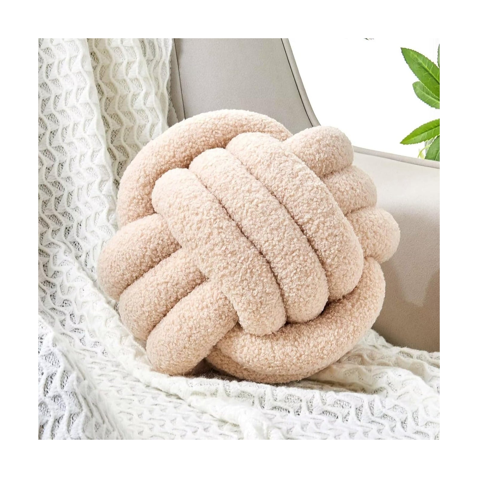 Round Boucle Pillow / Beige / Small