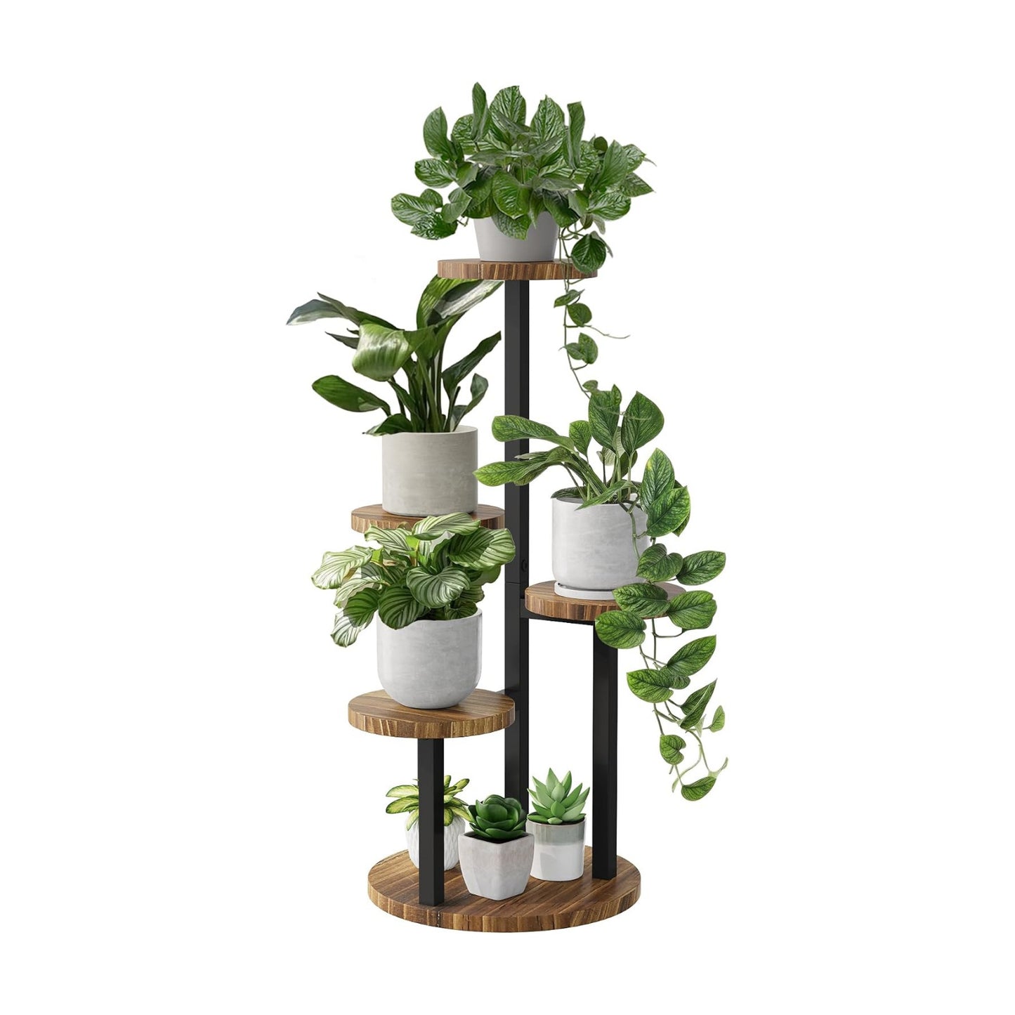 Bamworld Plant Stand Indoor Wood Plant Stand 4 Tier Brown | plant holders for Multiple Plants Tall Corner Plant Stands