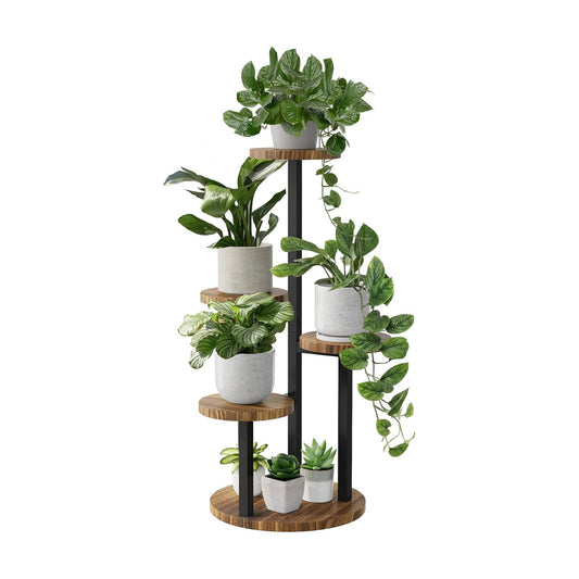 Bamworld Plant Stand Indoor Wood Plant Stand 4 Tier Brown | plant holders for Multiple Plants Tall Corner Plant Stands