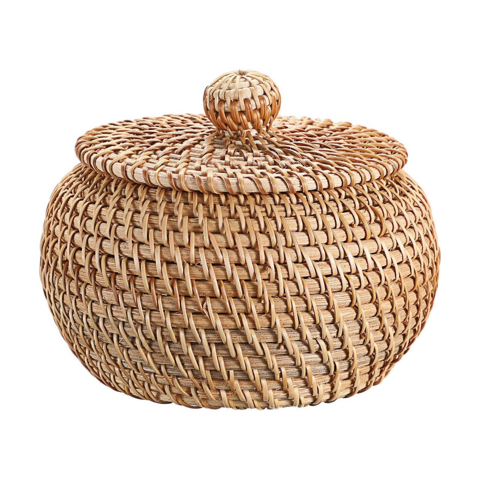 Round Rattan Basket Boxes / 4.7 x 3.3 / Small / Natural Color