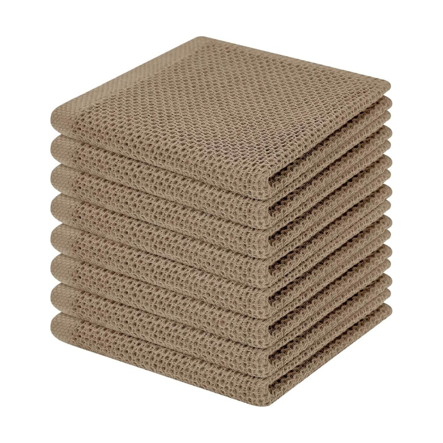 Homaxy 100% Cotton Waffle Weave Kitchen Dish Cloths 8-Pack, Tan | 12 x 12 Inches, Ultra Soft Absorbent Dish Towels