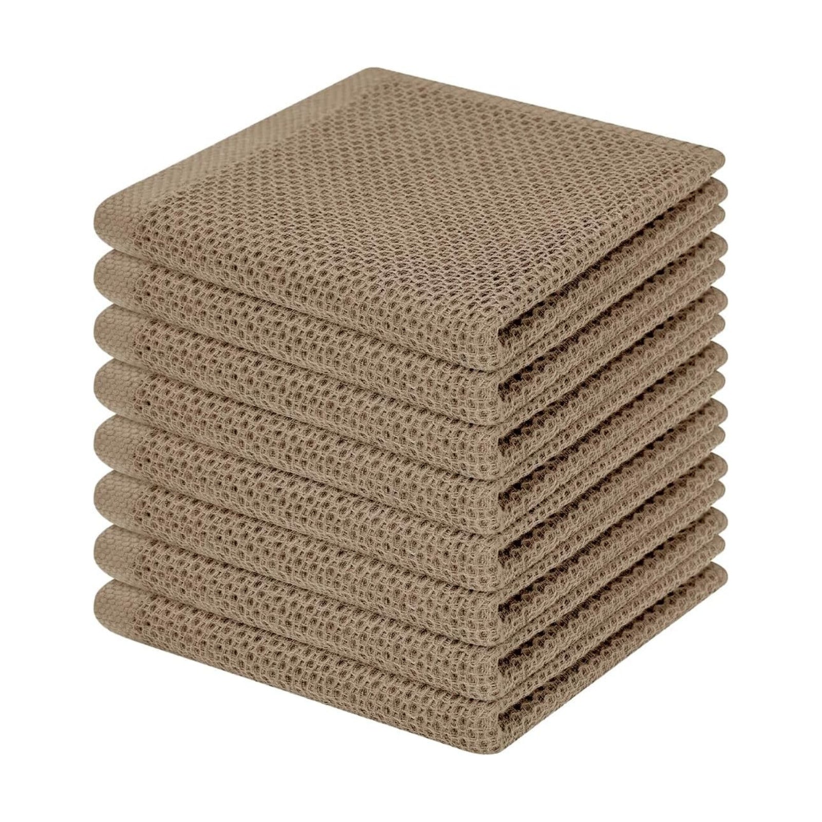 Homaxy 100% Cotton Waffle Weave Kitchen Dish Cloths 8-Pack, Tan | 12 x 12 Inches, Ultra Soft Absorbent Dish Towels