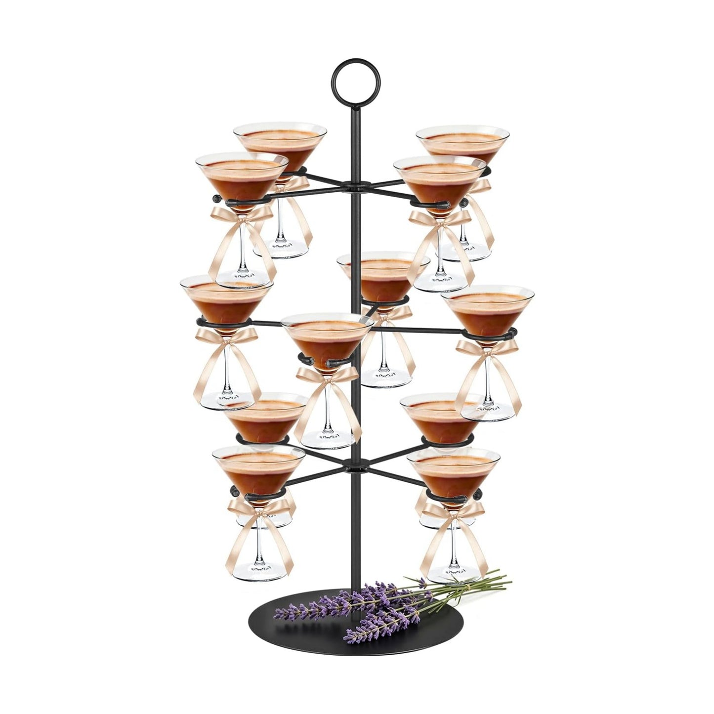 Cocktail Tree Stand for Parties Brunch,3 Tiers 12 Holders Drink tower Wine Glass Holder Stand,Champagne Tower Martinis