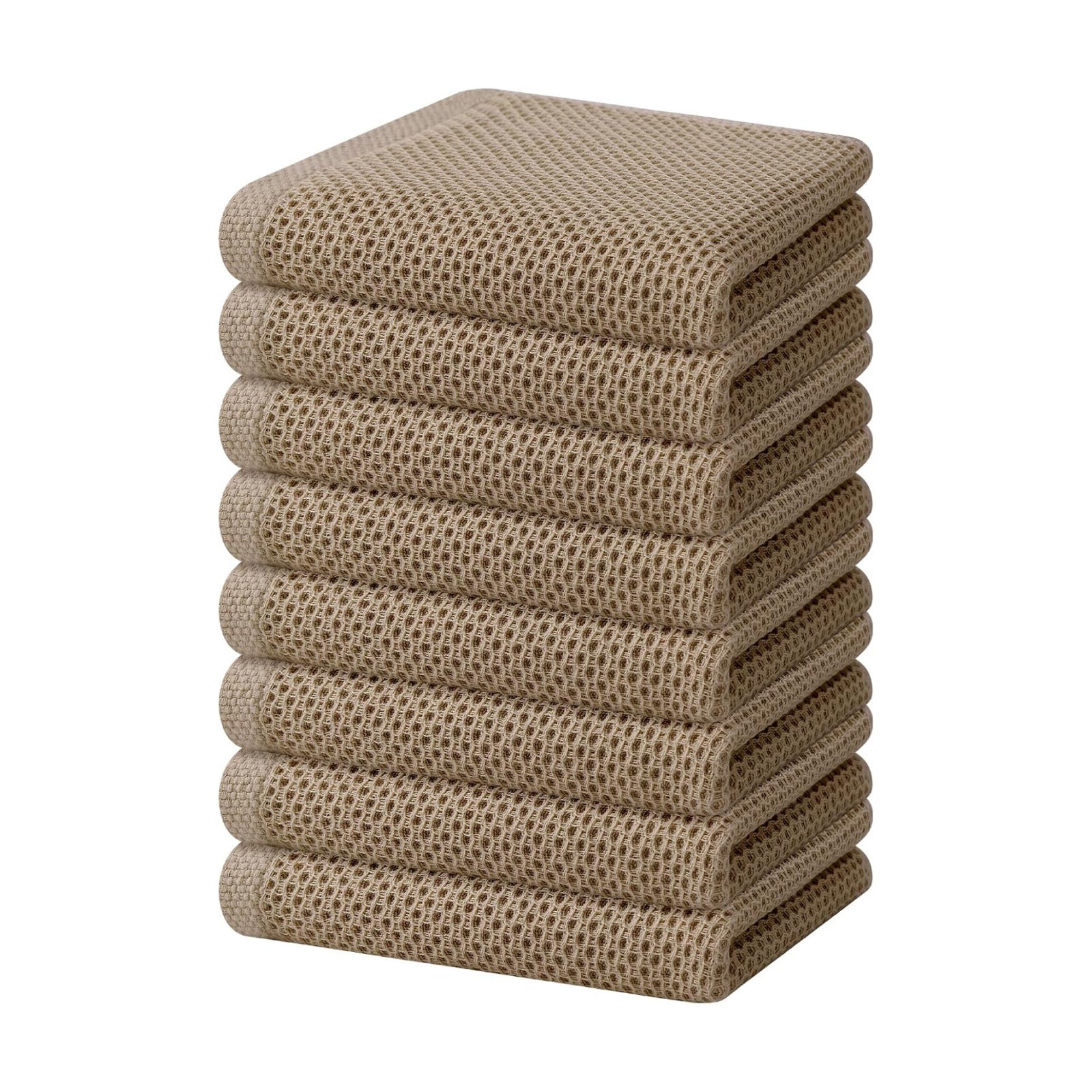Homaxy 100% Cotton Waffle Weave Kitchen Dish Towels 8-Pack, Tan | 13 x 28 Inches, Ultra Soft Absorbent Dish Towels
