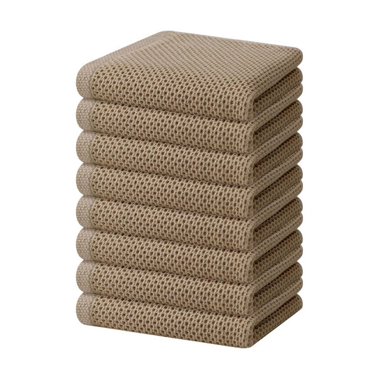 Homaxy 100% Cotton Waffle Weave Kitchen Dish Towels 8-Pack, Tan | 13 x 28 Inches, Ultra Soft Absorbent Dish Towels