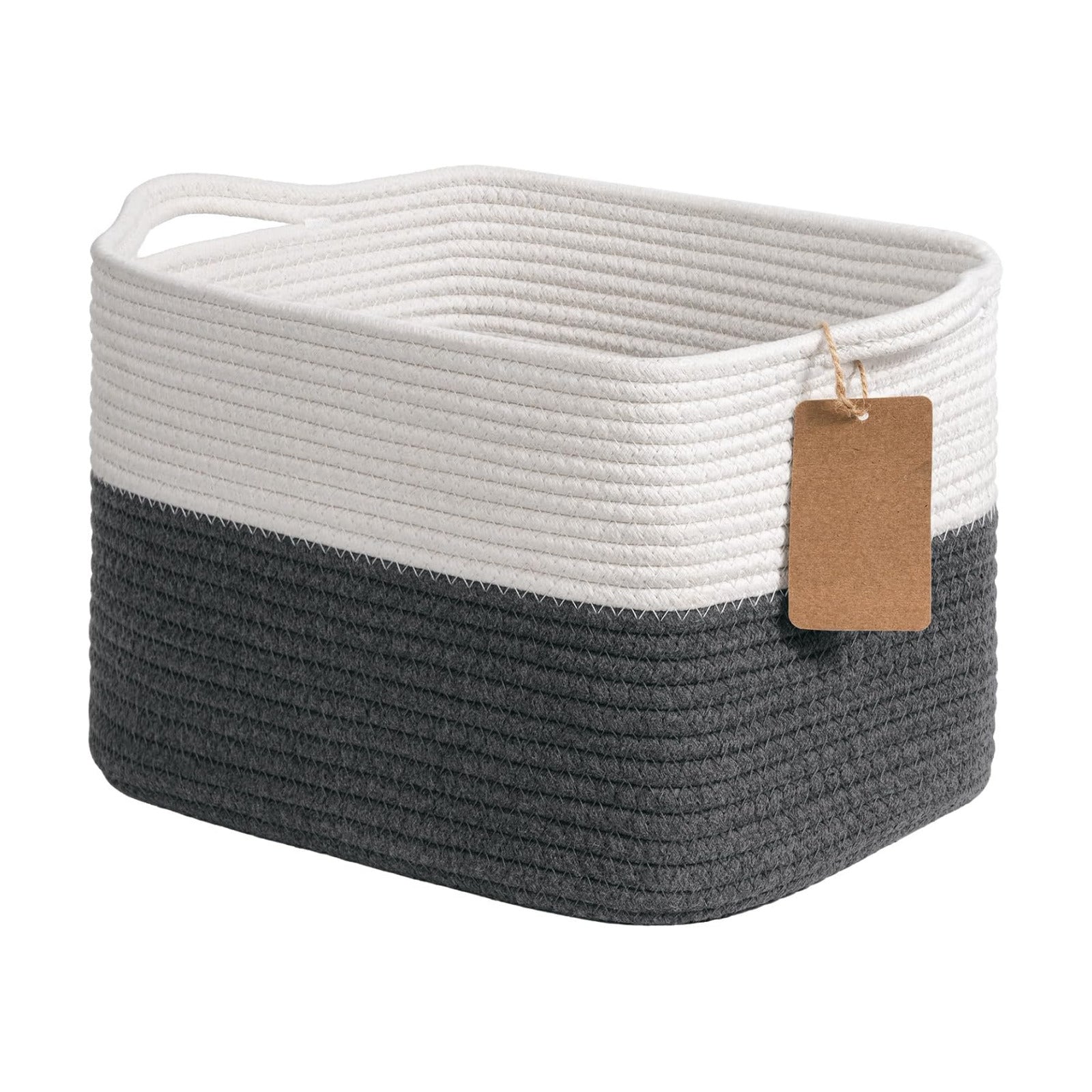 Woven Storage Basket / Dark Gray / 13"L x 10"W x 9"H