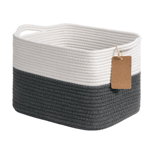 Woven Storage Basket / Dark Gray / 13"L x 10"W x 9"H